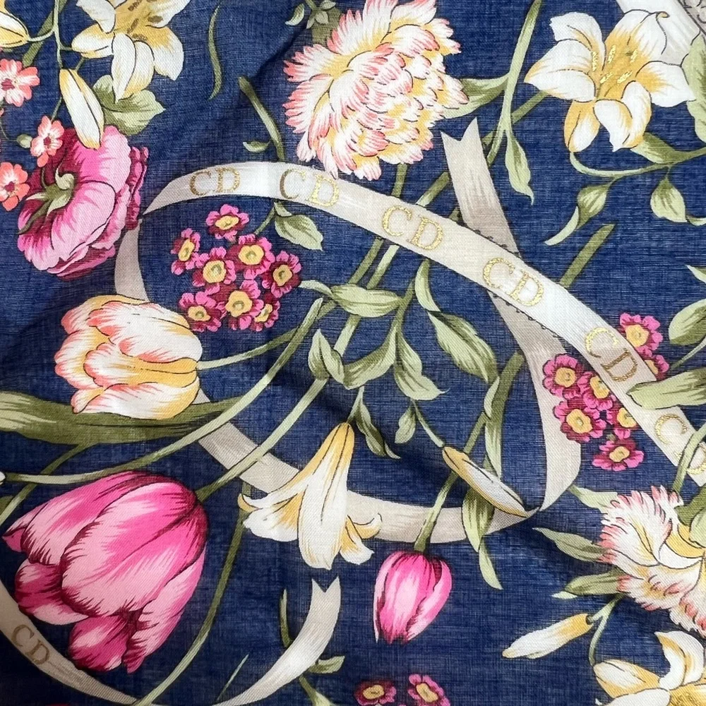 Authentic Christian Dior Floral Bandana/Small Scarf Vintage NWT